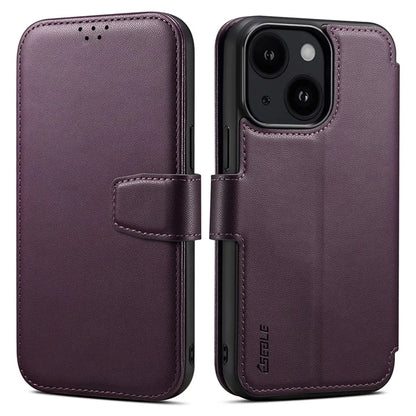 E1 For iPhone 15 Case Leather Wallet Drop-proof Phone Cover Compatible with MagSafe