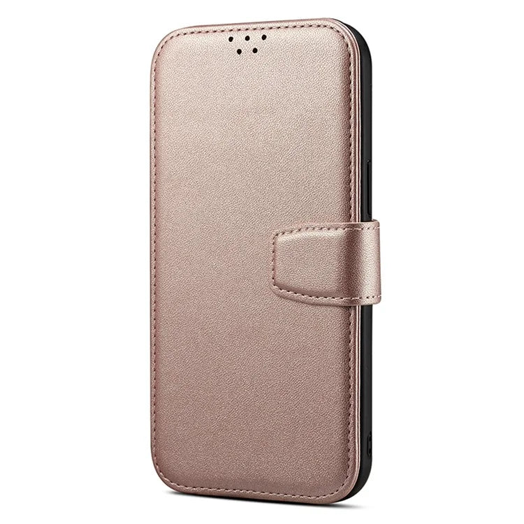 E1 For iPhone 15 Case Leather Wallet Drop-proof Phone Cover Compatible with MagSafe