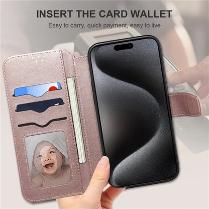 E1 For iPhone 15 Pro Cover Magnetic PU Leather Stand Flip Phone Case Compatible with MagSafe