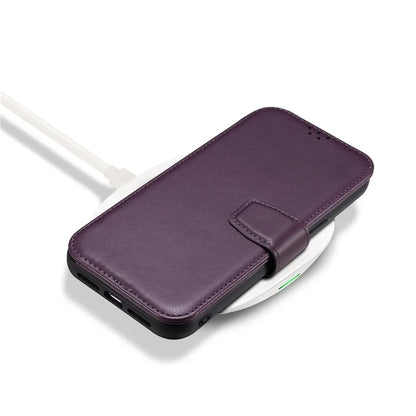 E1 For iPhone 15 Pro Max Case Leather Wallet Magnetic Smartphone Cover Compatible with MagSafe