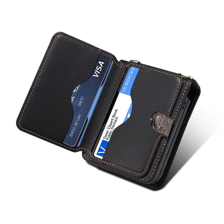 For Samsung Galaxy Z Flip4 5G Phone Case PU Leather+PC Phone Cover with Strap