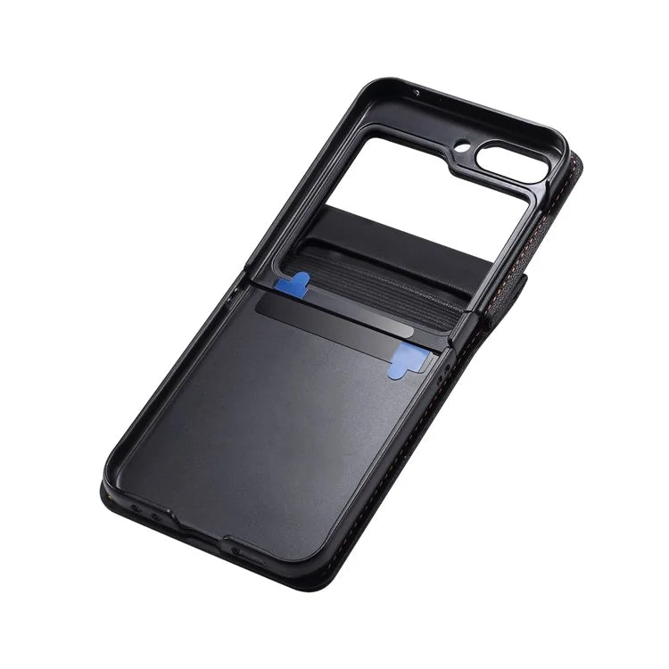 For Samsung Galaxy Z Flip4 5G Phone Case PU Leather+PC Phone Cover with Strap