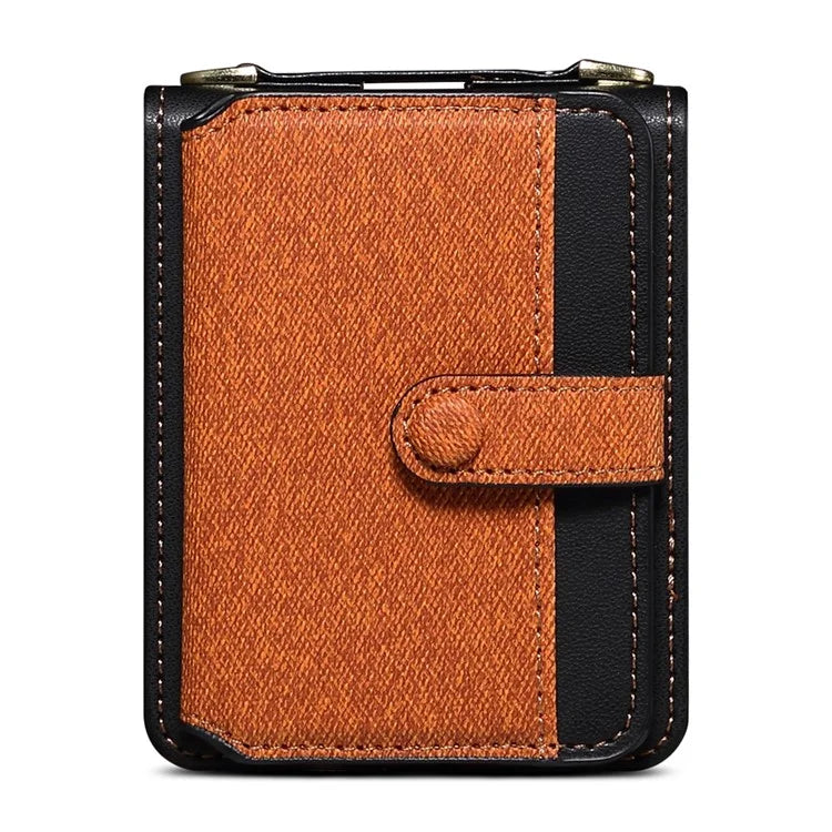 For Samsung Galaxy Z Flip3 5G Phone Cover PU Leather+PC Phone Shell with Strap