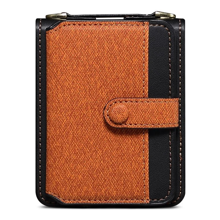 For Samsung Galaxy Z Flip5 5G Case PU Leather+PC Phone Protective Cover with Strap