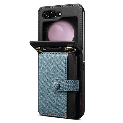 For Samsung Galaxy Z Flip5 5G Case PU Leather+PC Phone Protective Cover with Strap