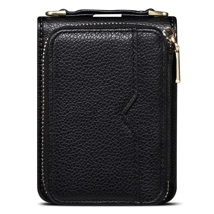 For Samsung Galaxy Z Flip4 5G Case Multi-card Slot PU Leather+PC Phone Protector with Strap