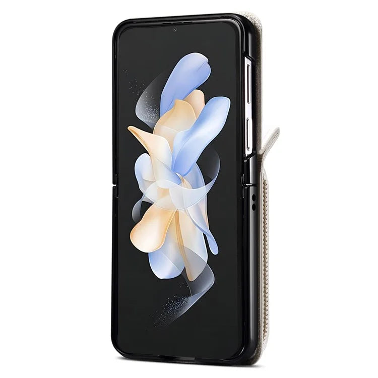 For Samsung Galaxy Z Flip4 5G Case Multi-card Slot PU Leather+PC Phone Protector with Strap