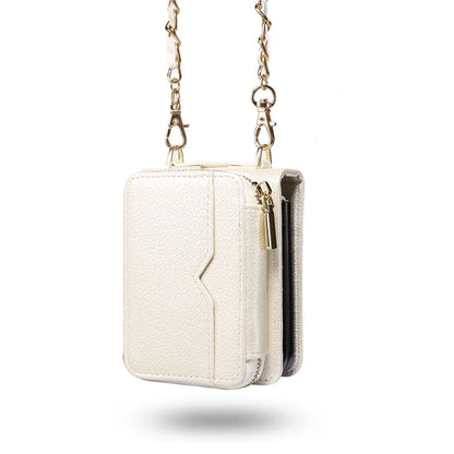 For Samsung Galaxy Z Flip4 5G Case Multi-card Slot PU Leather+PC Phone Protector with Strap
