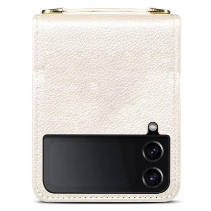 For Samsung Galaxy Z Flip3 5G Cover PU Leather+PC Phone Protective Case Card Holder with Strap