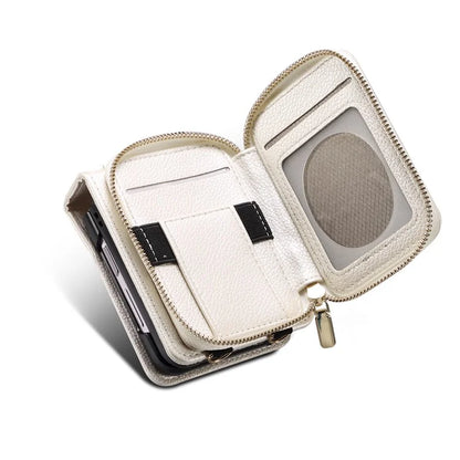 For Samsung Galaxy Z Flip3 5G Cover PU Leather+PC Phone Protective Case Card Holder with Strap