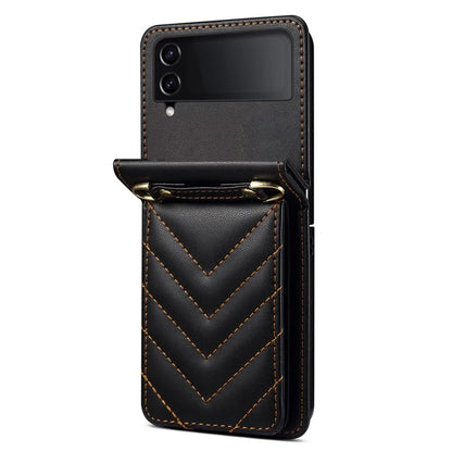 For Samsung Galaxy Z Flip4 5G Case PU Leather+PC Phone Cover Protective Phone Shell with Strap