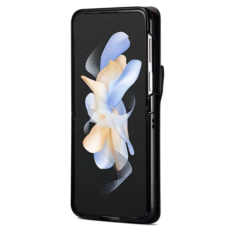 For Samsung Galaxy Z Flip4 5G Case PU Leather+PC Phone Cover Protective Phone Shell with Strap
