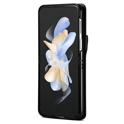 For Samsung Galaxy Z Flip4 5G Case PU Leather+PC Phone Cover Protective Phone Shell with Strap