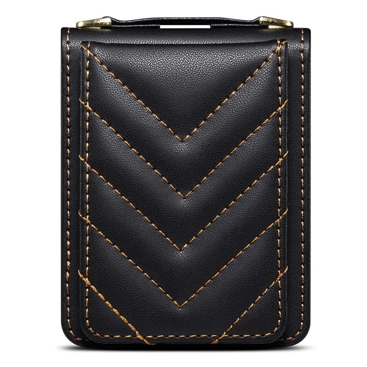 For Samsung Galaxy Z Flip4 5G Case PU Leather+PC Phone Cover Protective Phone Shell with Strap