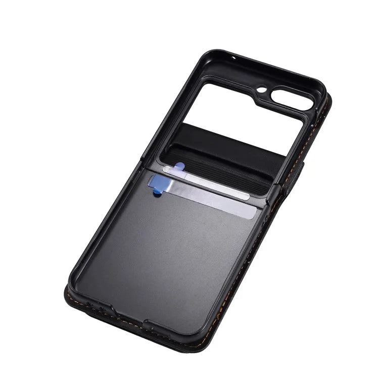 For Samsung Galaxy Z Flip4 5G Case PU Leather+PC Phone Cover Protective Phone Shell with Strap