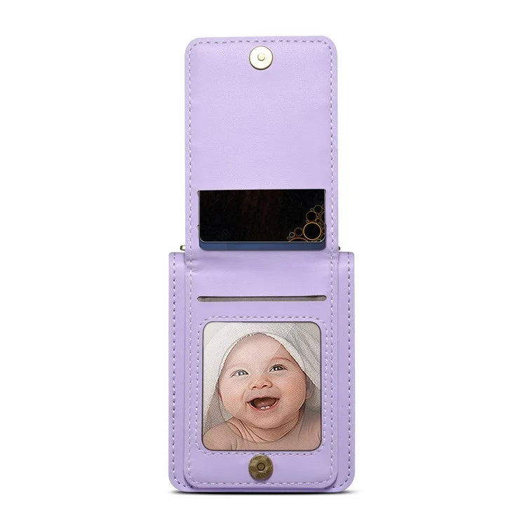 For Samsung Galaxy Z Flip4 5G Case PU Leather+PC Phone Cover Protective Phone Shell with Strap
