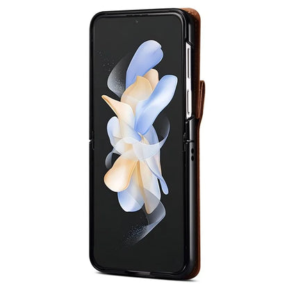 For Samsung Galaxy Z Flip4 5G Case PU Leather+PC Phone Cover Protective Phone Shell with Strap