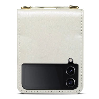 For Samsung Galaxy Z Flip4 5G Case PU Leather+PC Phone Cover Protective Phone Shell with Strap