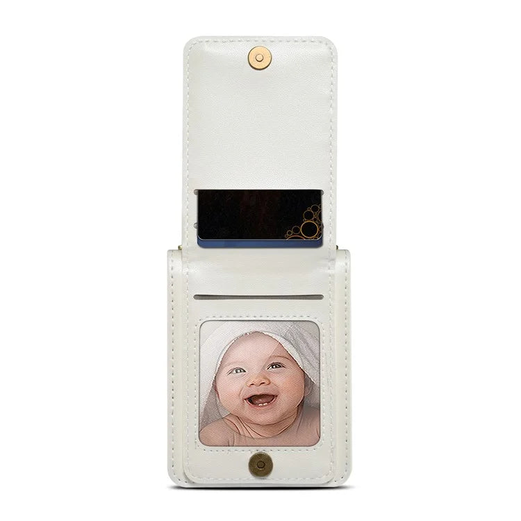 For Samsung Galaxy Z Flip4 5G Case PU Leather+PC Phone Cover Protective Phone Shell with Strap