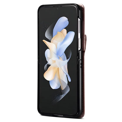 For Samsung Galaxy Z Flip4 5G Case PU Leather+PC Phone Cover Protective Phone Shell with Strap