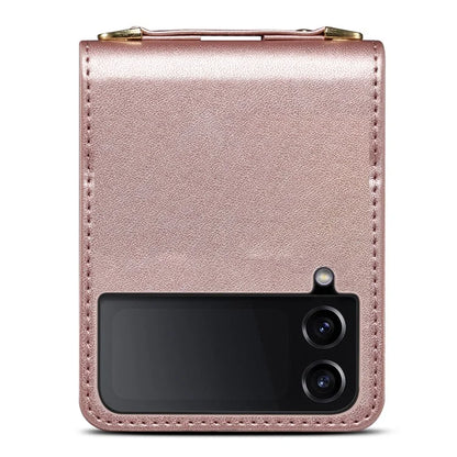 For Samsung Galaxy Z Flip4 5G Case PU Leather+PC Phone Cover Protective Phone Shell with Strap