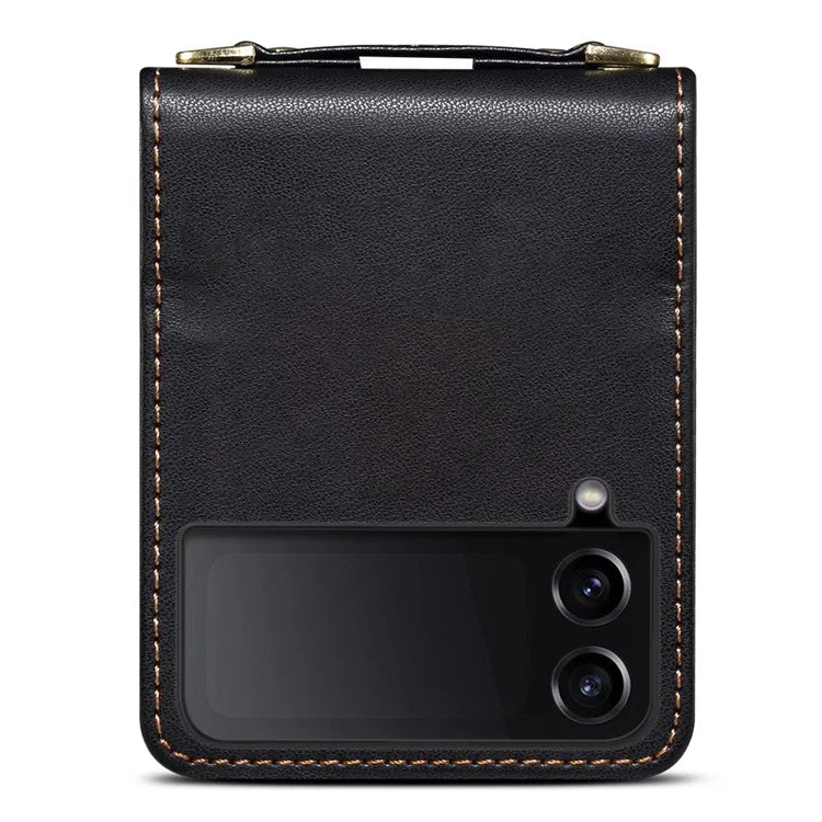 For Samsung Galaxy Z Flip3 5G Phone Protector PU Leather+PC Phone Case Phone Shell with Strap