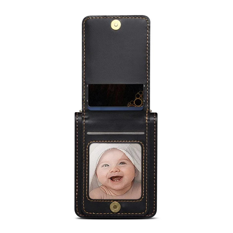 For Samsung Galaxy Z Flip3 5G Phone Protector PU Leather+PC Phone Case Phone Shell with Strap