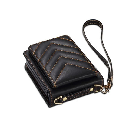 For Samsung Galaxy Z Flip3 5G Phone Protector PU Leather+PC Phone Case Phone Shell with Strap