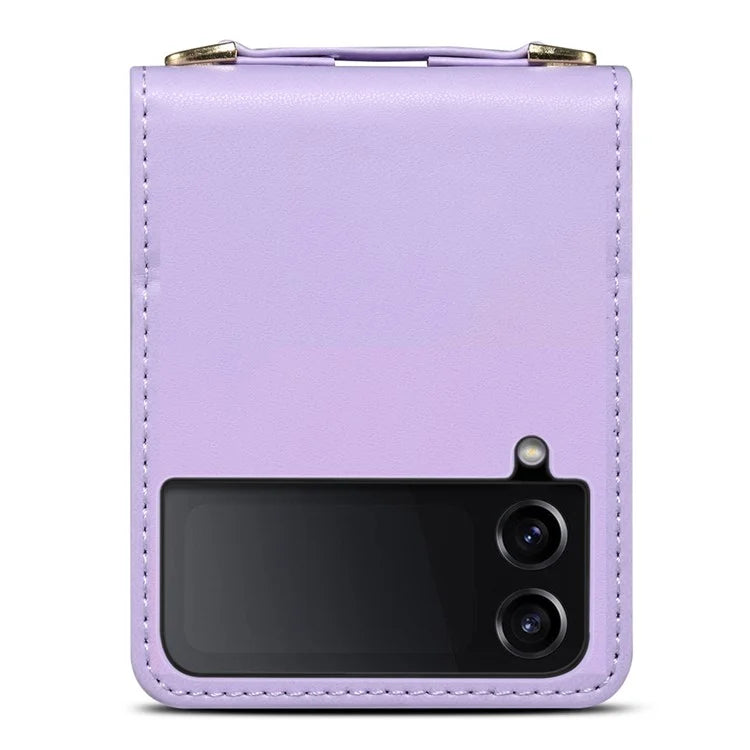 For Samsung Galaxy Z Flip3 5G Phone Protector PU Leather+PC Phone Case Phone Shell with Strap