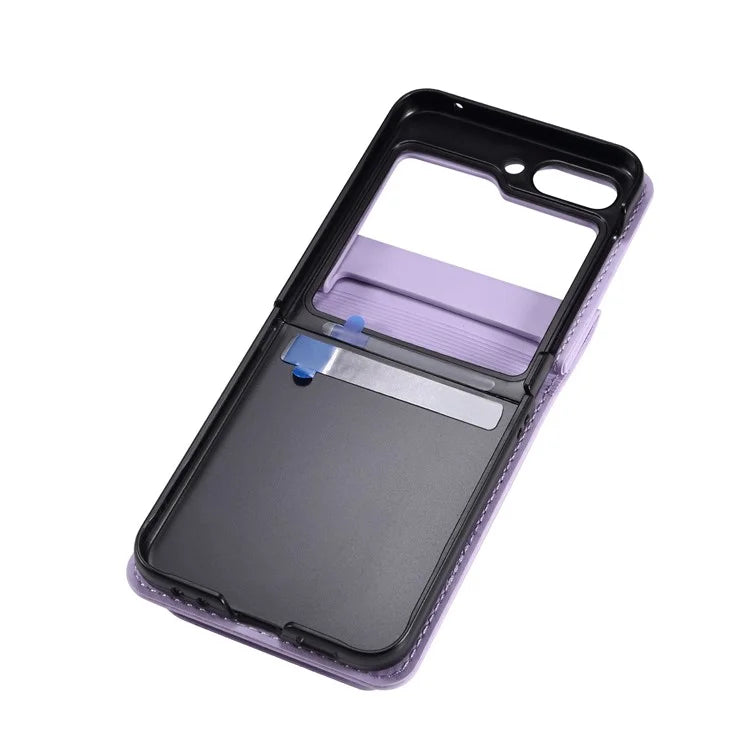 For Samsung Galaxy Z Flip3 5G Phone Protector PU Leather+PC Phone Case Phone Shell with Strap