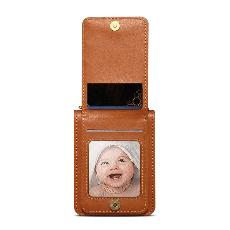 For Samsung Galaxy Z Flip3 5G Phone Protector PU Leather+PC Phone Case Phone Shell with Strap