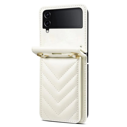 For Samsung Galaxy Z Flip3 5G Phone Protector PU Leather+PC Phone Case Phone Shell with Strap