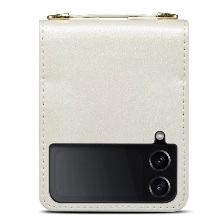For Samsung Galaxy Z Flip3 5G Phone Protector PU Leather+PC Phone Case Phone Shell with Strap
