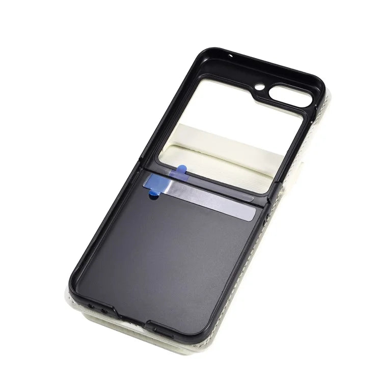 For Samsung Galaxy Z Flip3 5G Phone Protector PU Leather+PC Phone Case Phone Shell with Strap