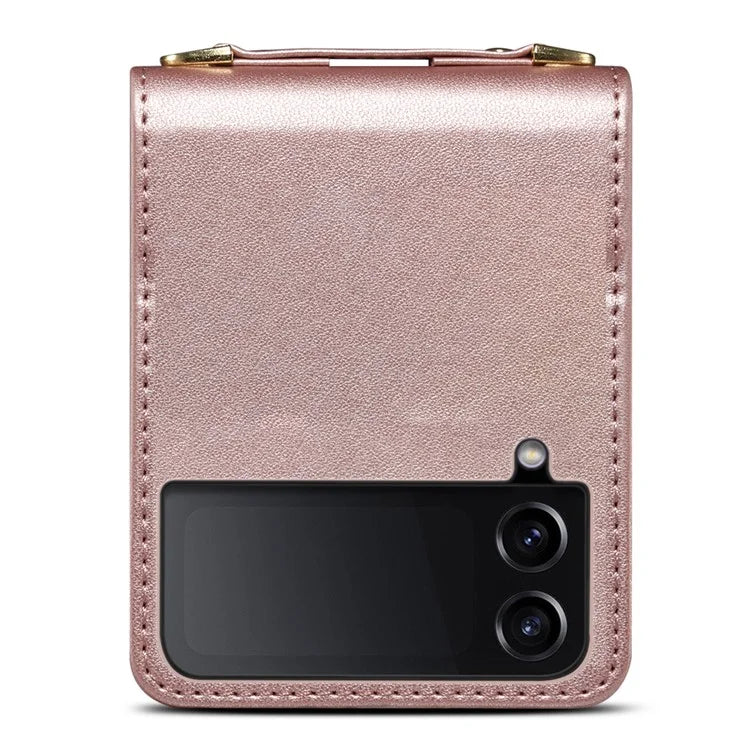 For Samsung Galaxy Z Flip3 5G Phone Protector PU Leather+PC Phone Case Phone Shell with Strap