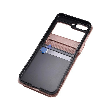 For Samsung Galaxy Z Flip3 5G Phone Protector PU Leather+PC Phone Case Phone Shell with Strap