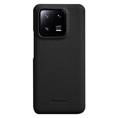 MELKCO Cellphone Case for Xiaomi 13 Pro 5G , Genuine Cow Leather Coated PC Anti-Drop Cover