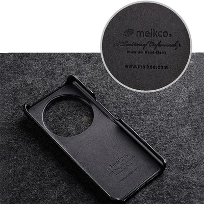 MELKCO Cellphone Case for Xiaomi 13 Pro 5G , Genuine Cow Leather Coated PC Anti-Drop Cover