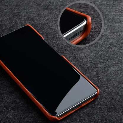 MELKCO Cellphone Case for Xiaomi 13 Pro 5G , Genuine Cow Leather Coated PC Anti-Drop Cover