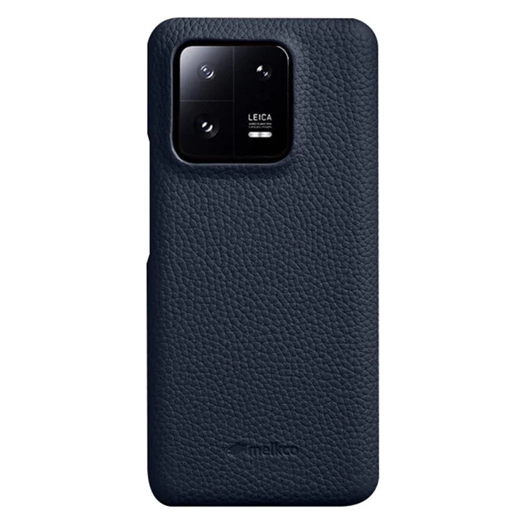 MELKCO Cellphone Case for Xiaomi 13 Pro 5G , Genuine Cow Leather Coated PC Anti-Drop Cover