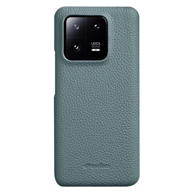 MELKCO Cellphone Case for Xiaomi 13 Pro 5G , Genuine Cow Leather Coated PC Anti-Drop Cover
