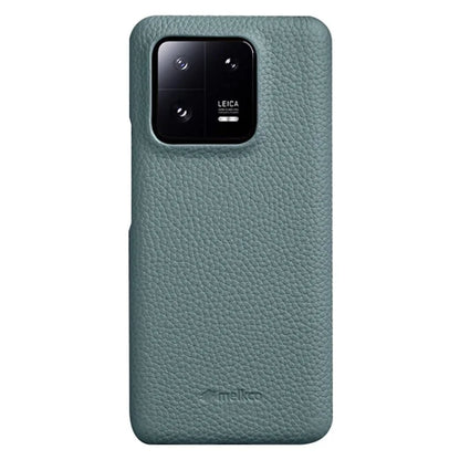 MELKCO Cellphone Case for Xiaomi 13 Pro 5G , Genuine Cow Leather Coated PC Anti-Drop Cover