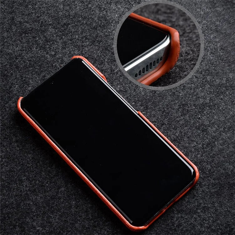 MELKCO Cellphone Case for Xiaomi 14 Ultra , Genuine Cow Leather Coated PC Incomplete Back Cover