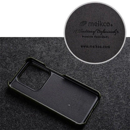 MELKCO Cellphone Case for Xiaomi 14 Ultra , Genuine Cow Leather Coated PC Incomplete Back Cover