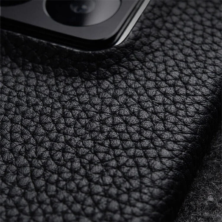 MELKCO For Xiaomi 14 Phone Case Incomplete Edge Genuine Cow Leather Coated PC Cover