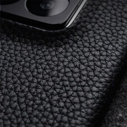 MELKCO For Xiaomi 14 Pro Incomplete Edge Phone Case Genuine Cow Leather Coated PC Cover