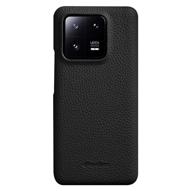 MELKCO Cellphone Case for Xiaomi 13 Incomplete Edge Genuine Cow Leather Coated PC Cover