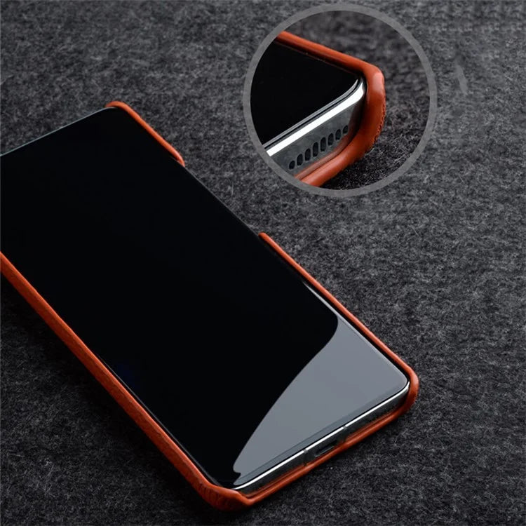 MELKCO Cellphone Case for Xiaomi 13 Incomplete Edge Genuine Cow Leather Coated PC Cover
