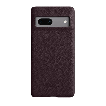 MELKCO Cellphone Case for Google Pixel 7 5G Genuine Cow Leather Coated PC Scratch Proof Cover