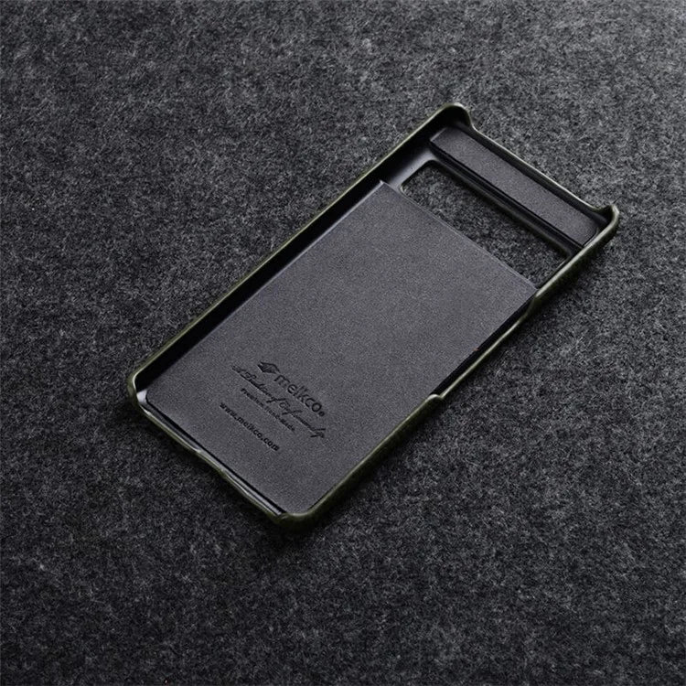 MELKCO Cellphone Case for Google Pixel 7 5G Genuine Cow Leather Coated PC Scratch Proof Cover